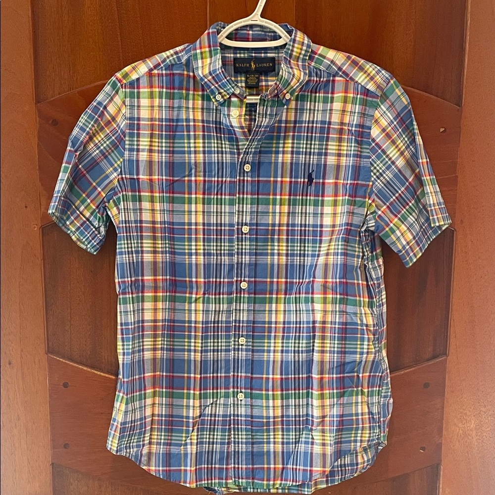 Ralph Lauren Boy’s Plaid Short Sleeve Button Down Shirt. XL 18-20.
